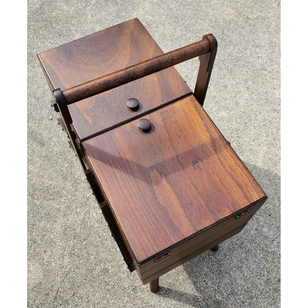 Vintage Wooden Sewing Box Romania